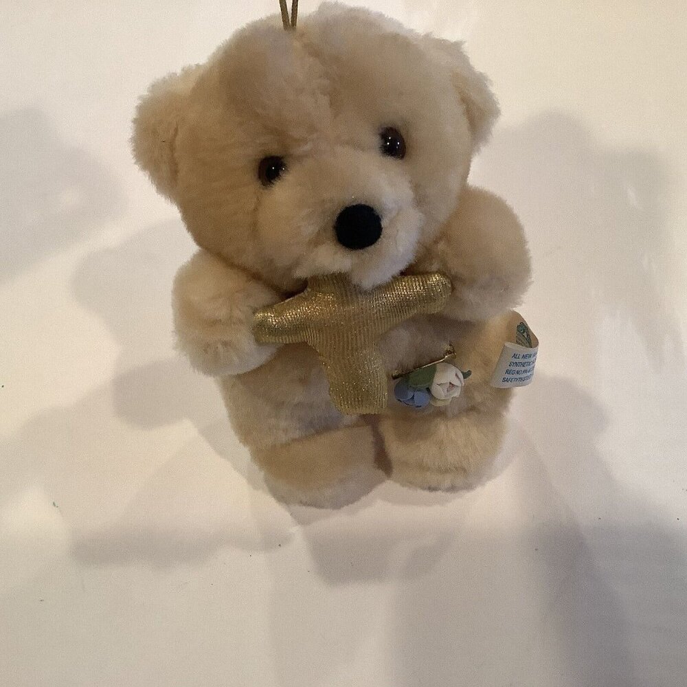 Oriental Trading Company Mini 4.5" Plush Bear Christian Golden Cross Stuffed Toy